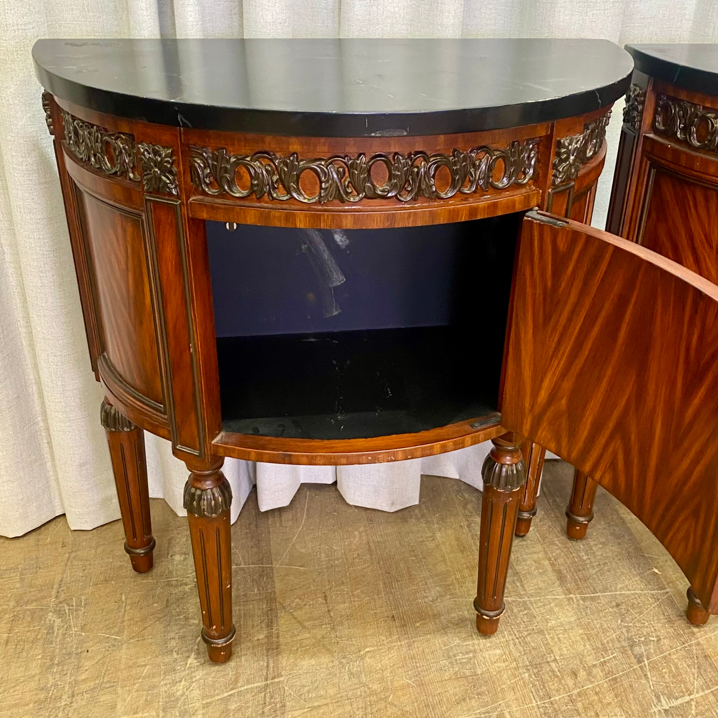 Pair of Modern Marble Top Nightstands
