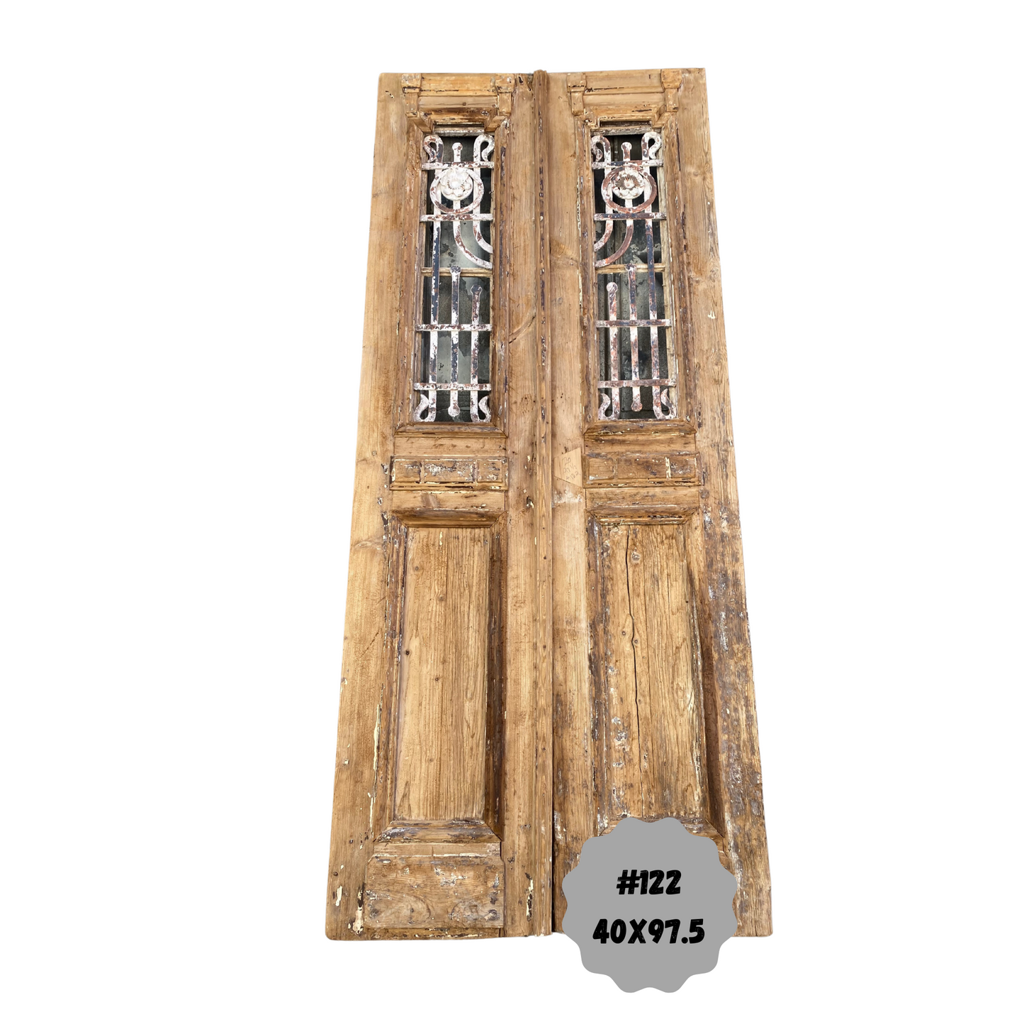 Egyptian Hand Carved Antique Panel Door with Iron #122