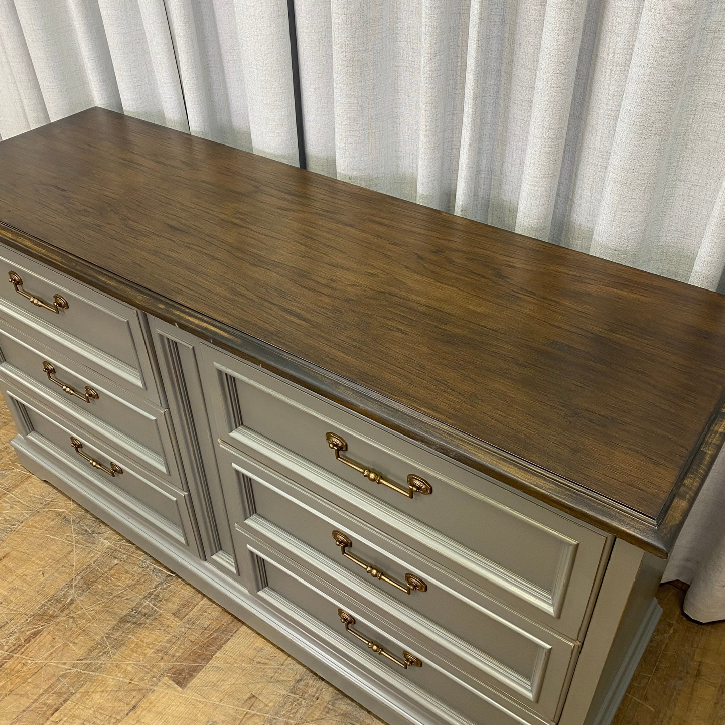 Drexel Six Drawer Dresser Lacquered French Linen