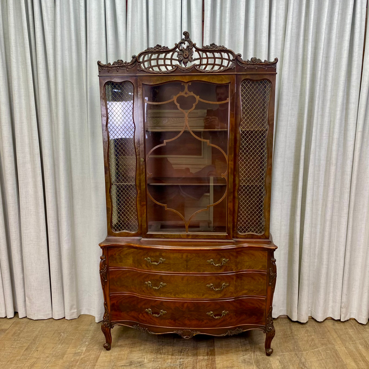 Ornate French Mahogany China Cabinet