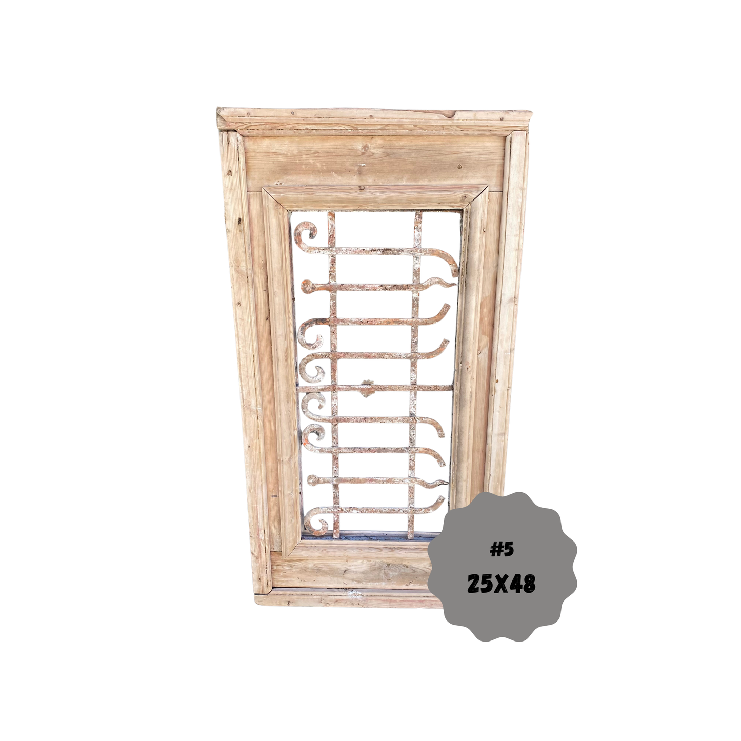 Antique Wood Transom with Iron #5