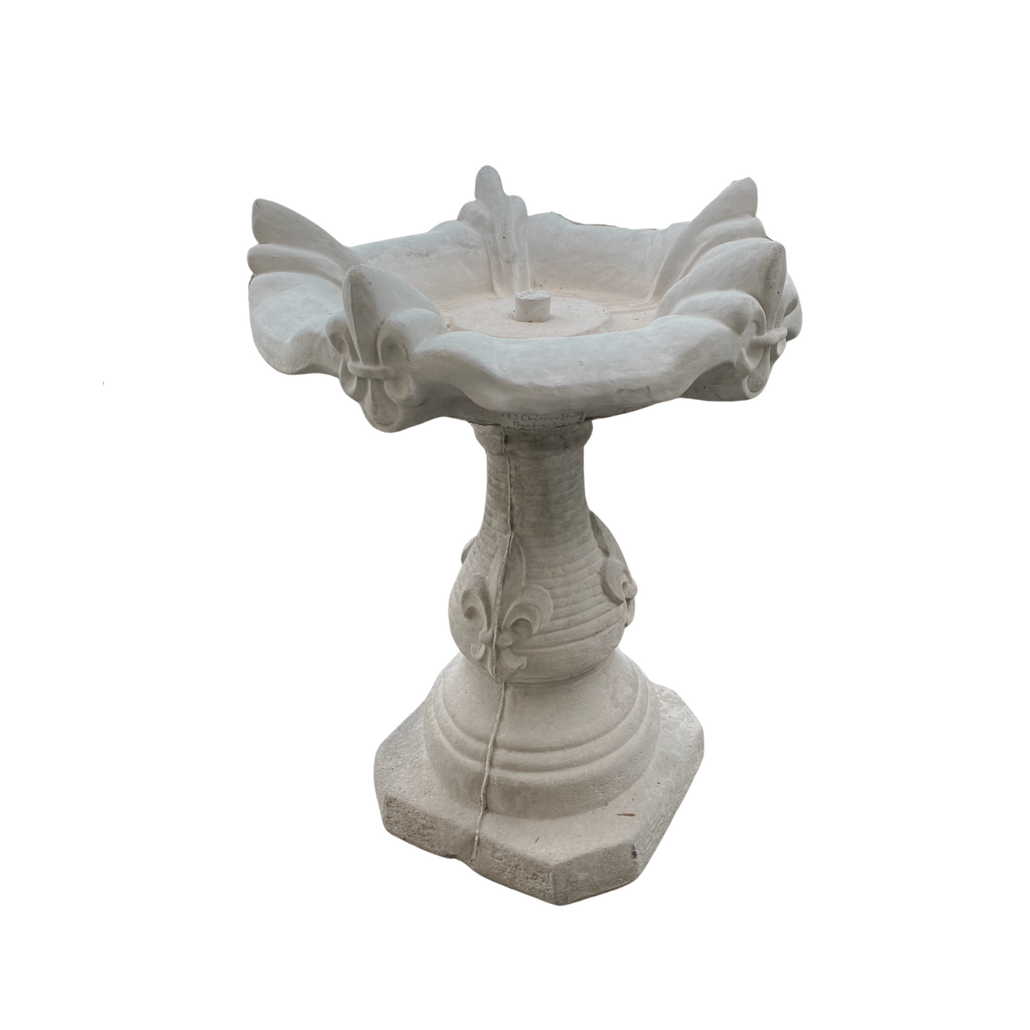 Concrete Fleur De Lis Bird Bath