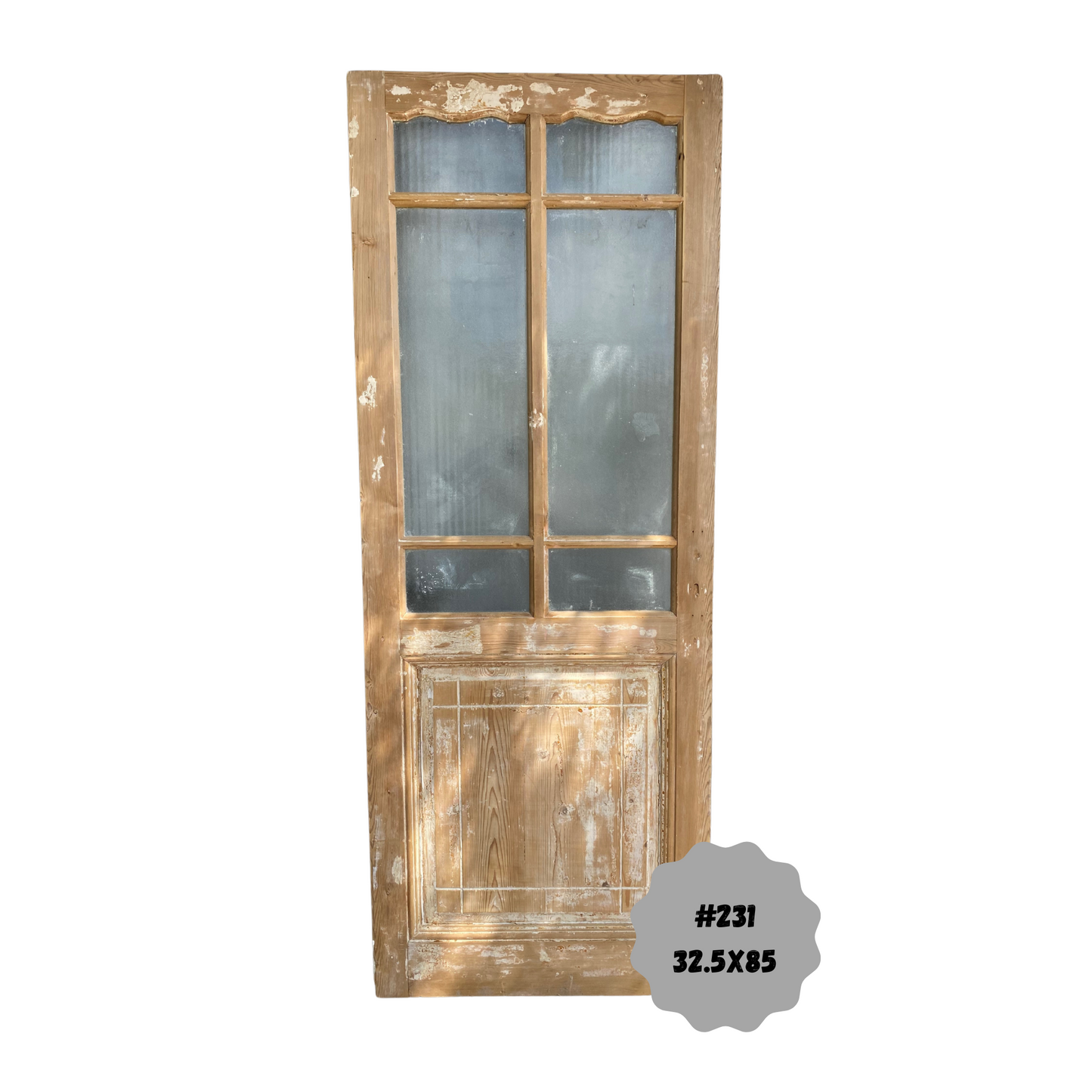 Egyptian Hand Carved Antique Panel Door with Glass #231