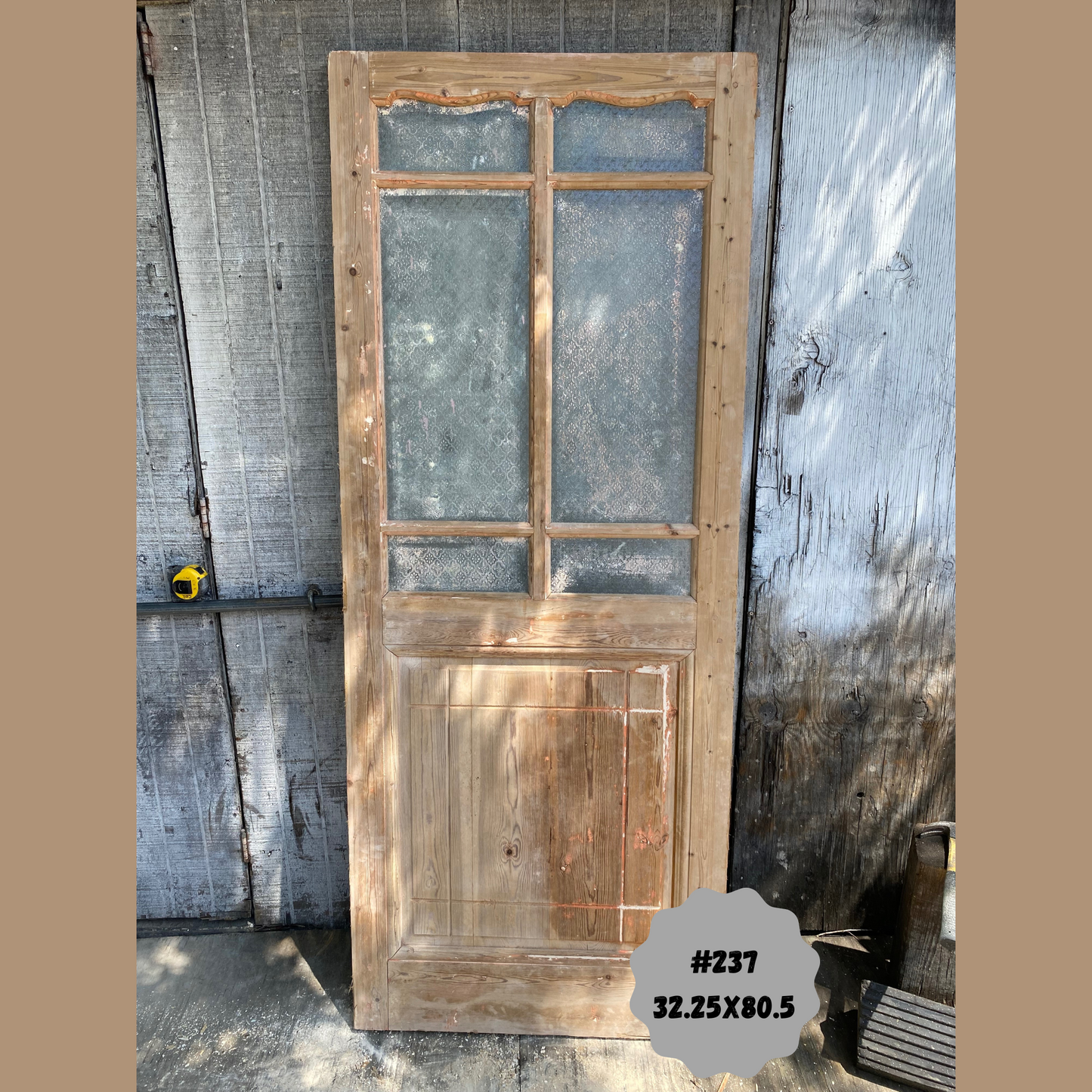 Egyptian Hand Carved Antique Panel Door with Glass
