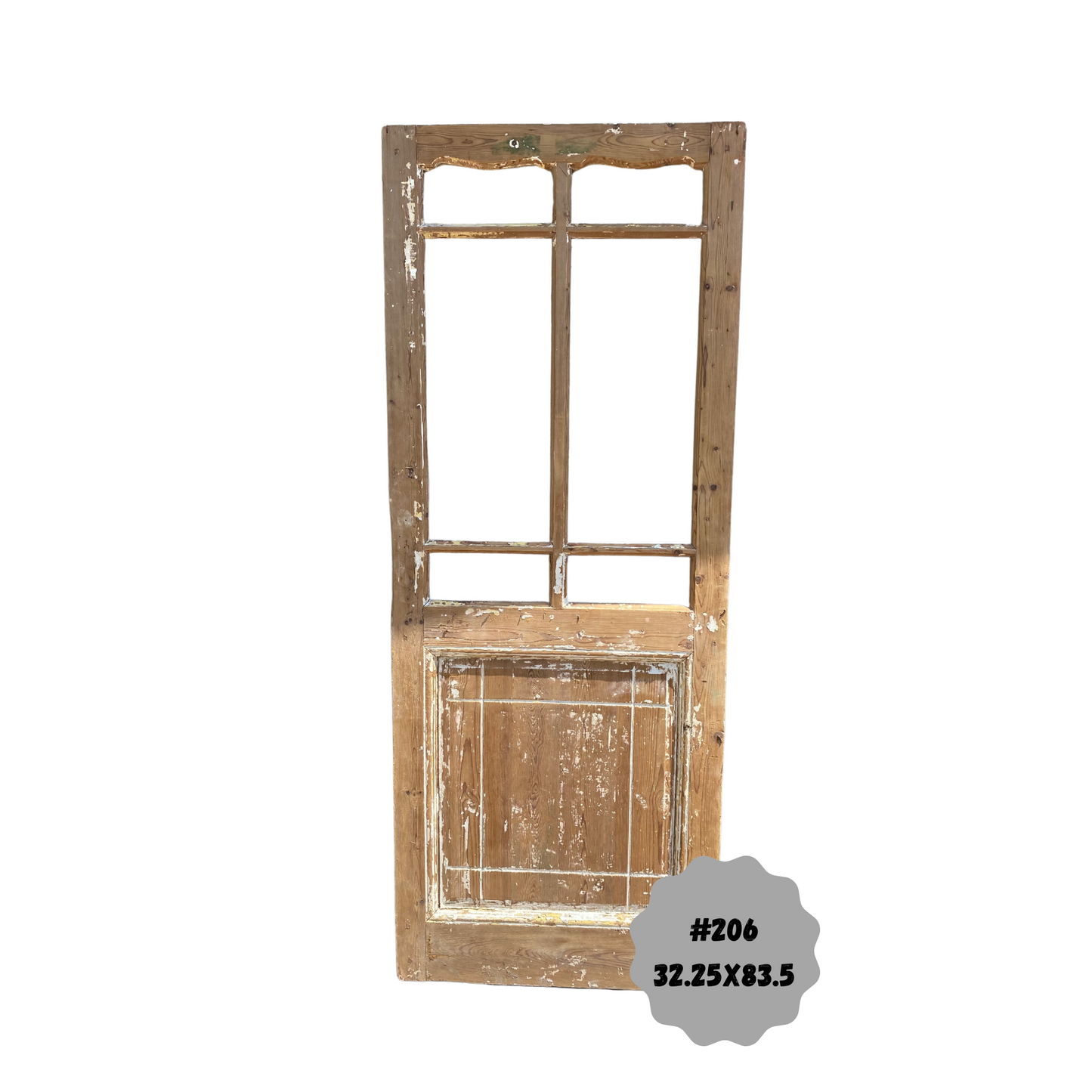 Egyptian Hand Carved Antique Panel Door with Glass #206