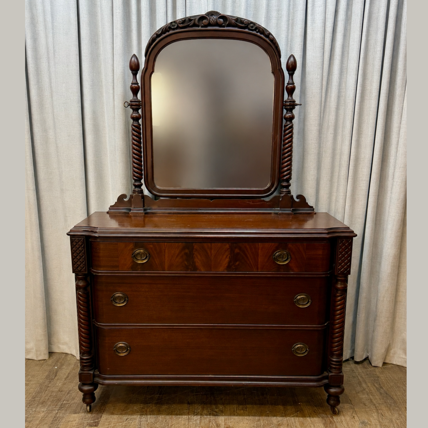 Mahogany Twist Dresser with Mirror
