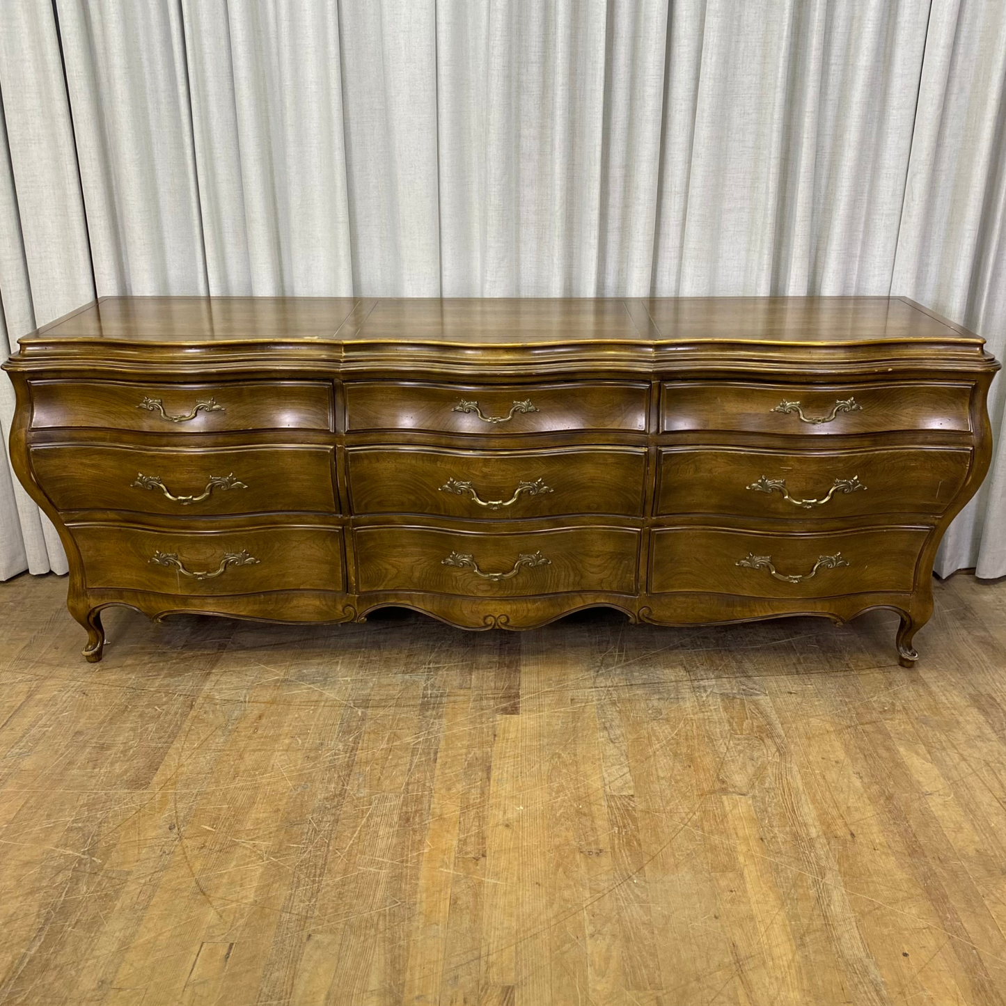 Bombe Style French Nine Drawer Dresser