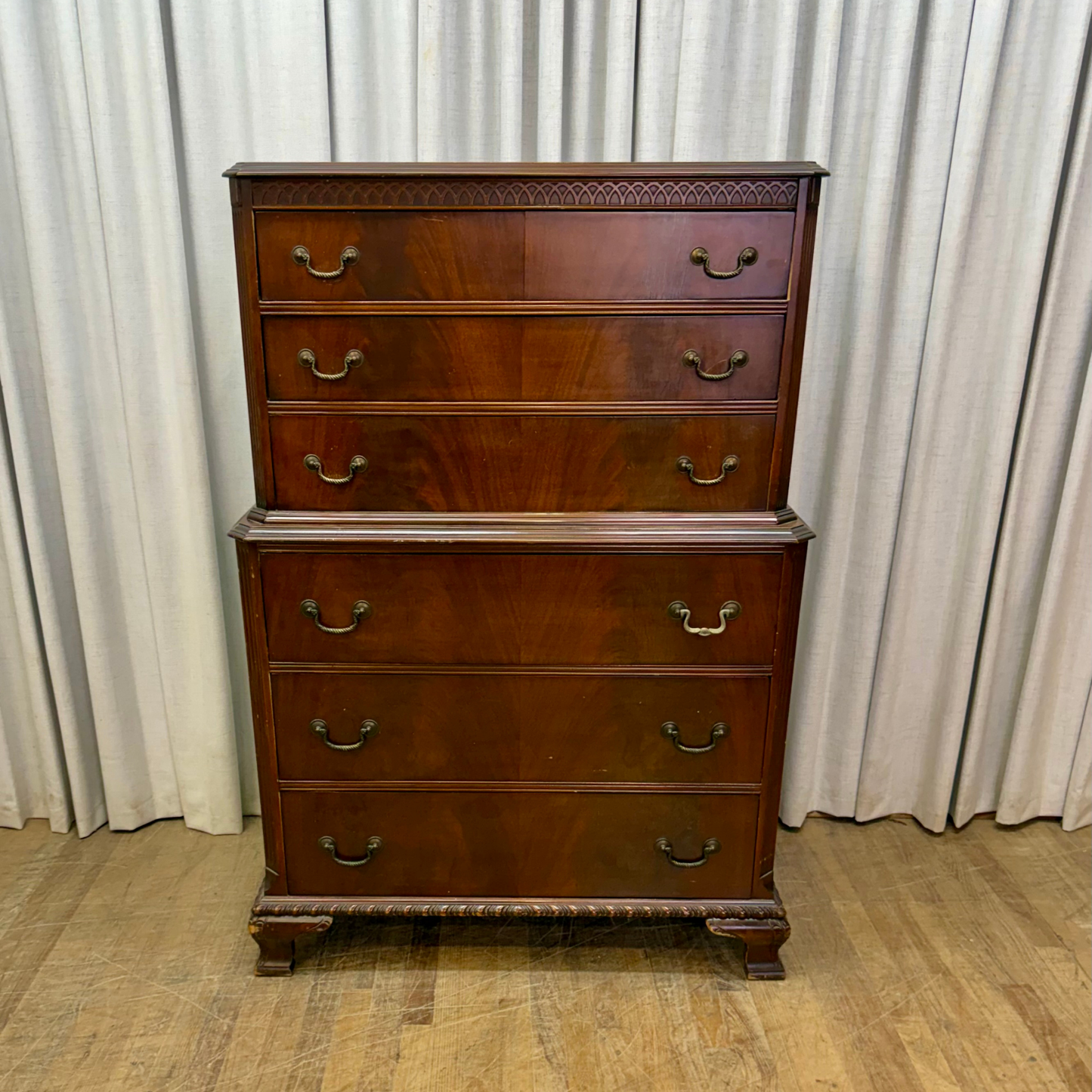 Six Drawer Mahogany Bracket Foot Chest