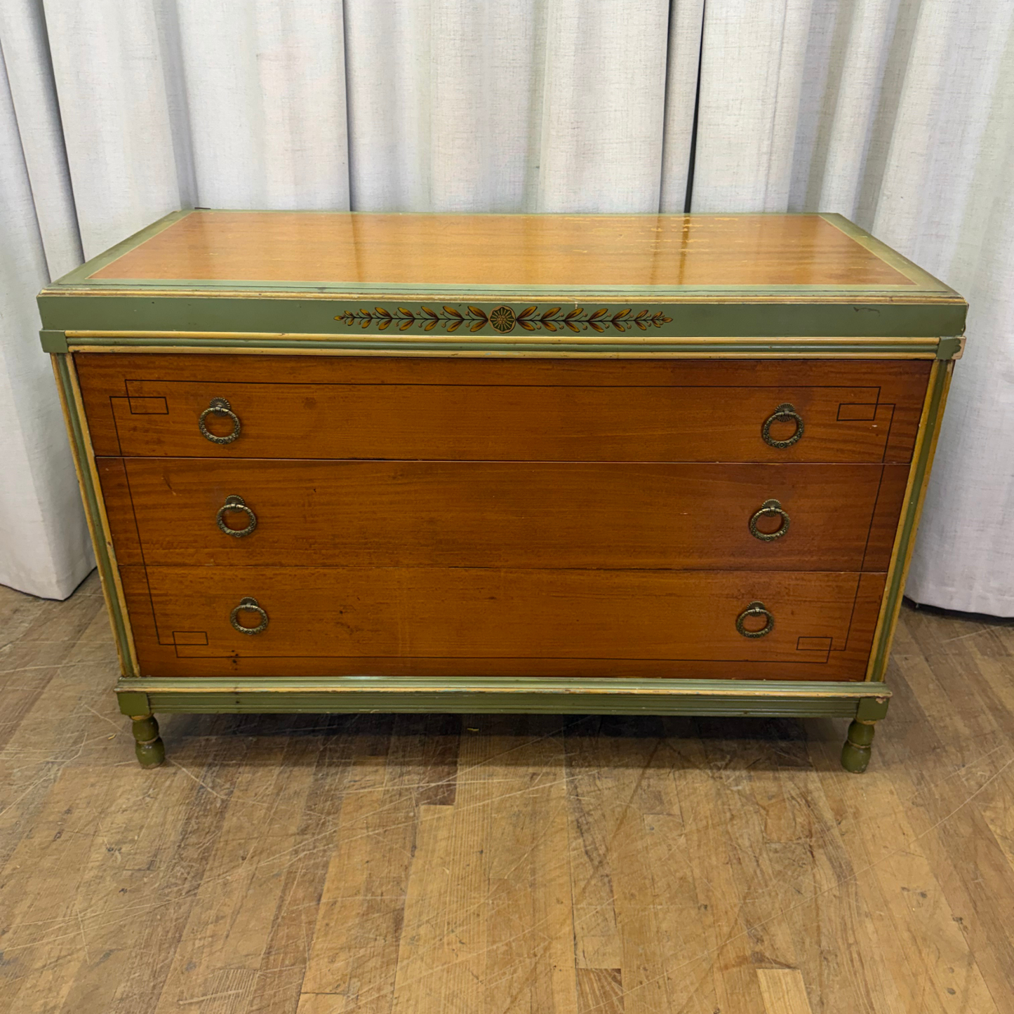 Painted Depression Era Three Drawer Dresser