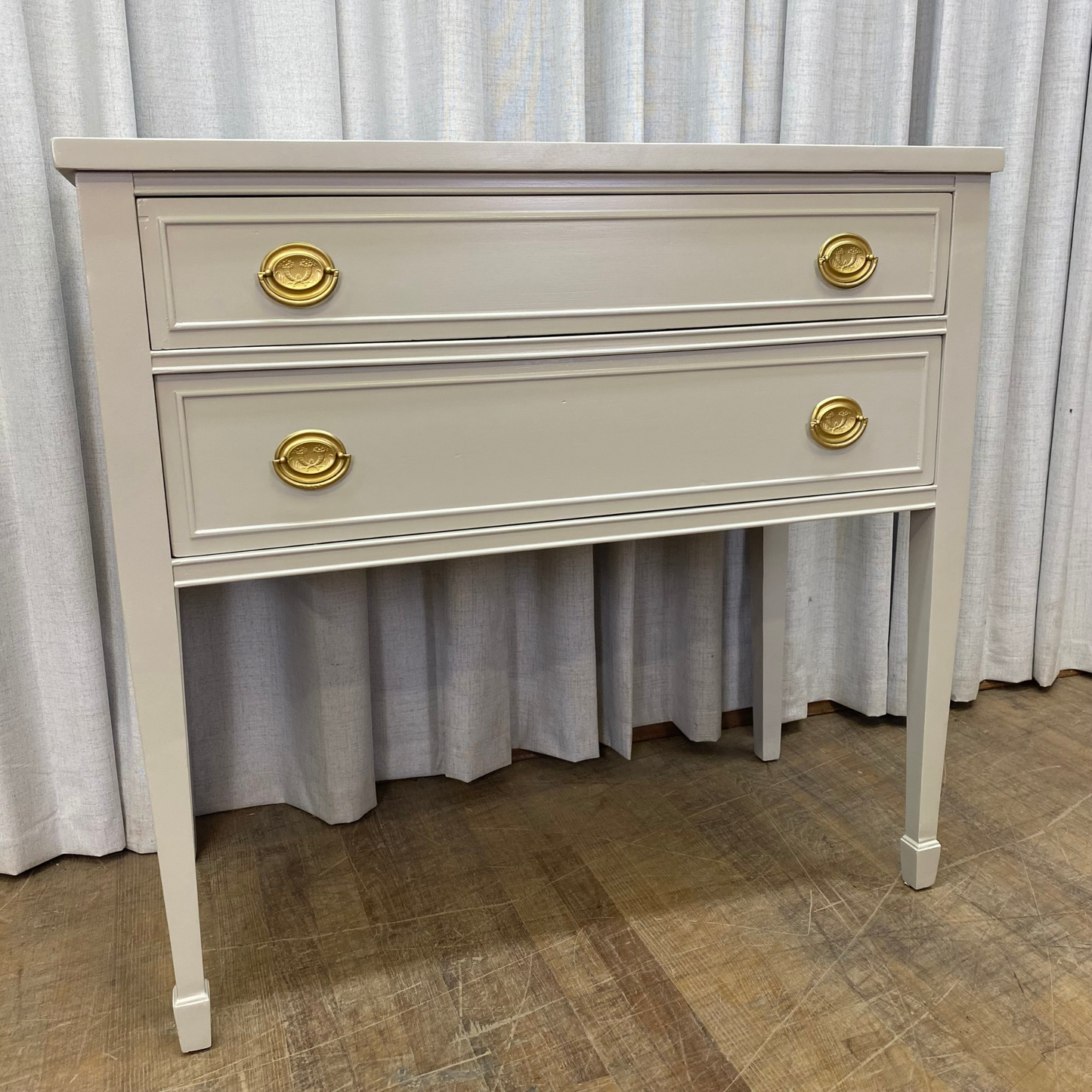 Hepplewhite Two Drawer Server Lacquered Swedish Grey