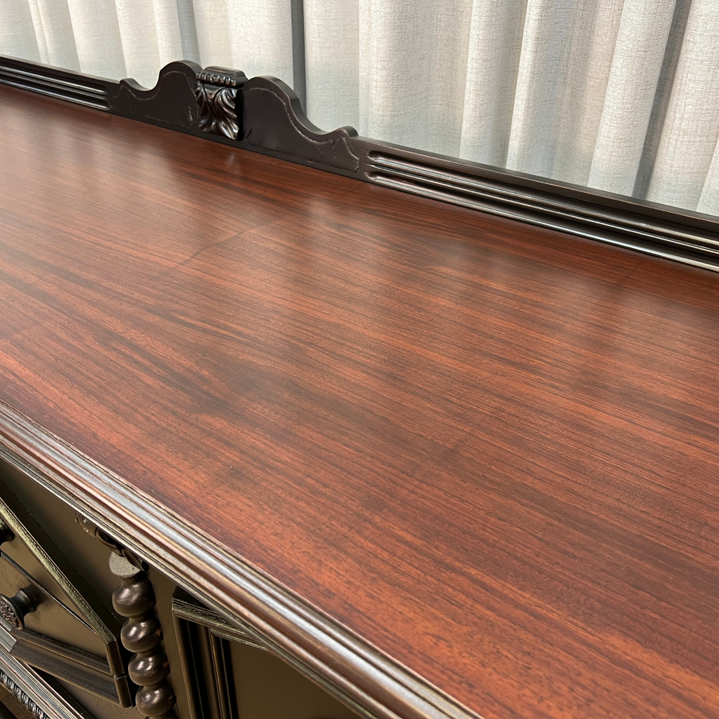 Stunning Depression Era Sideboard Lacquered Black with Stained Top