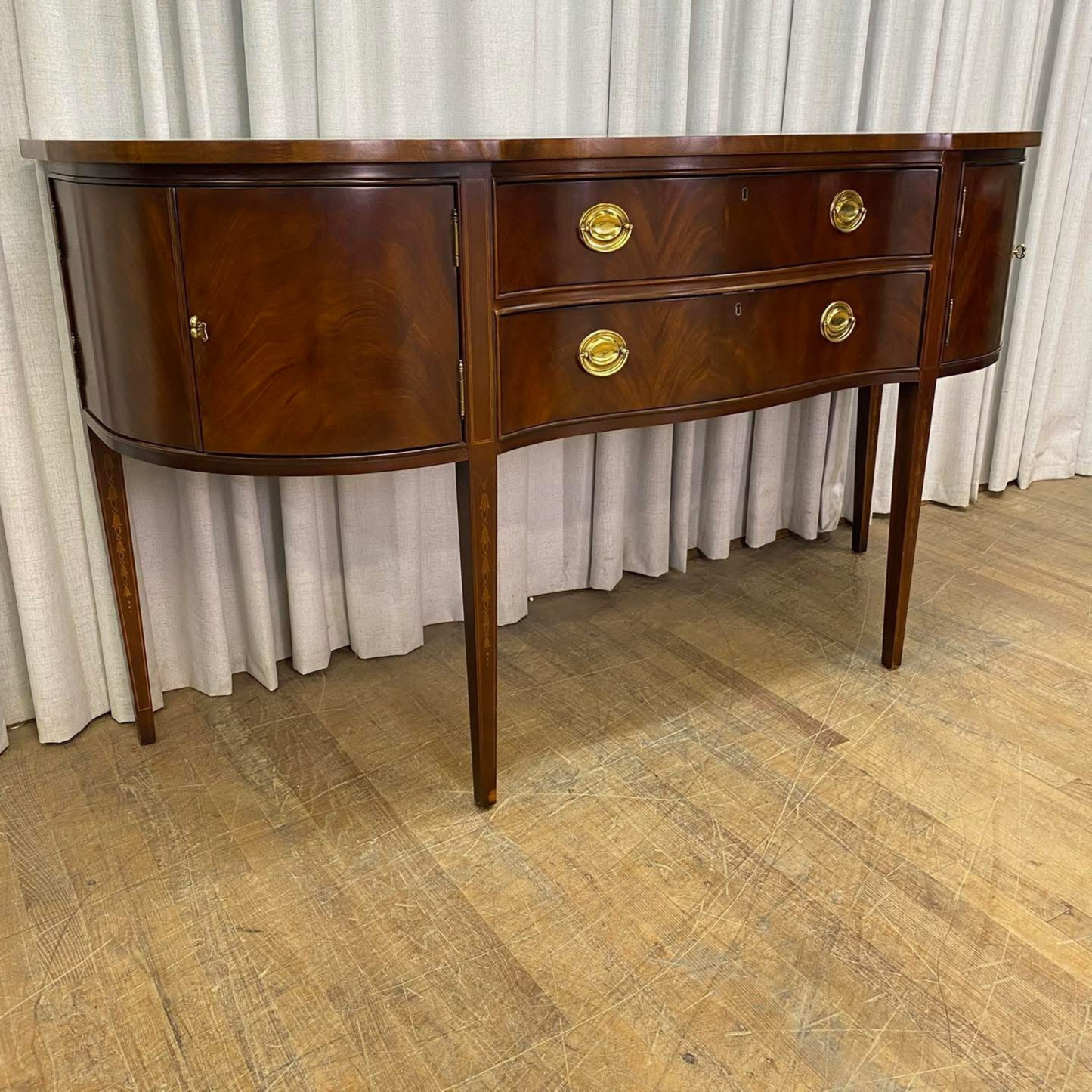 Bernhardt Centennial Collection Mahogany Serpentine Front Hepplewhite Sideboard