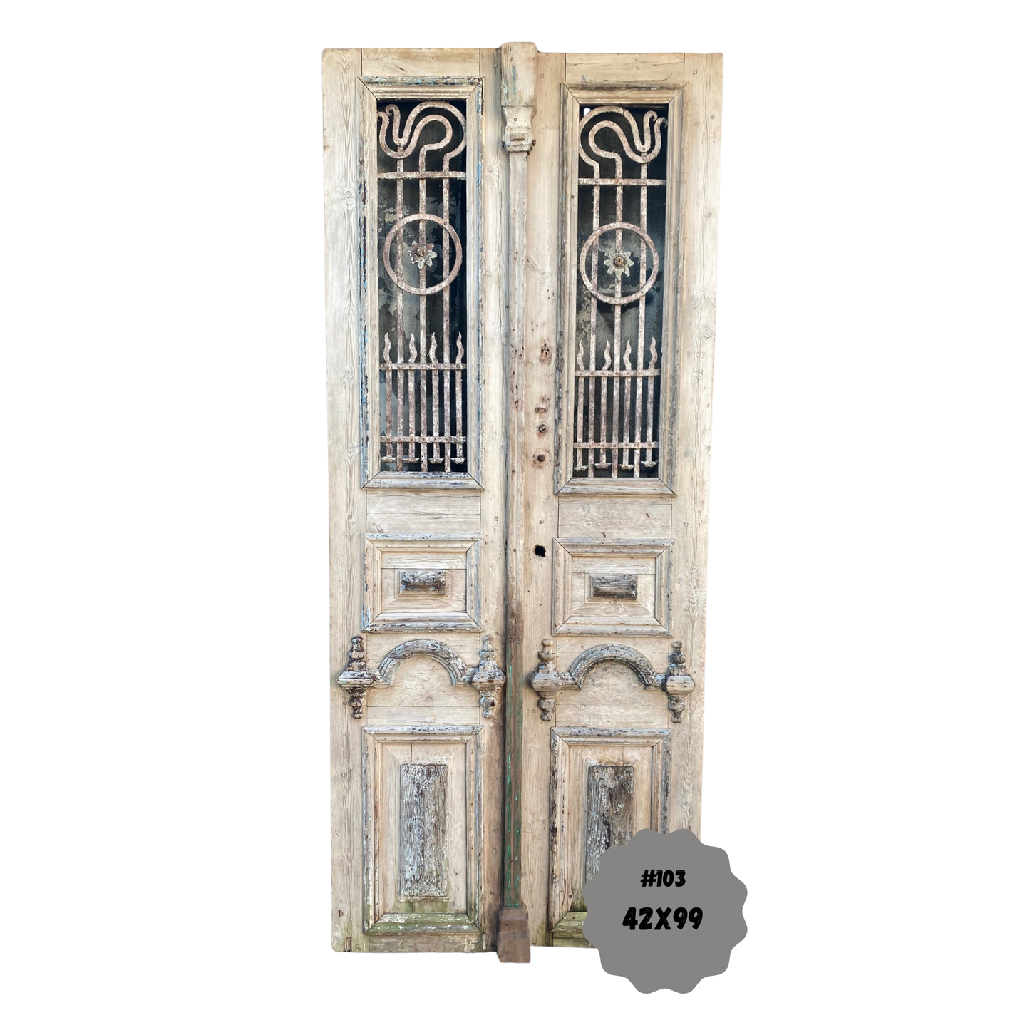 Egyptian Hand Carved Antique Door with Iron #103