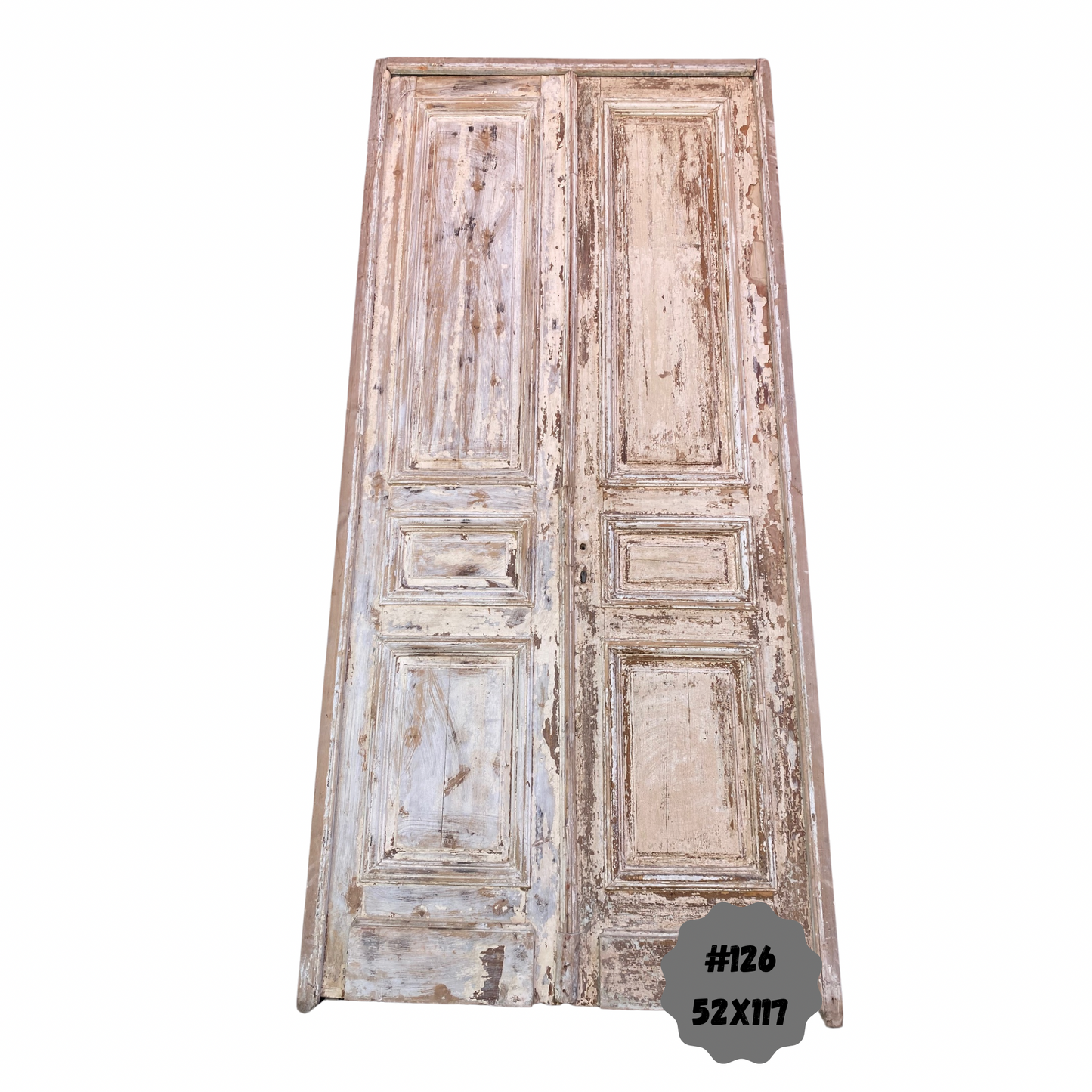 Egyptian Hand Carved Antique Panel Door in Frame