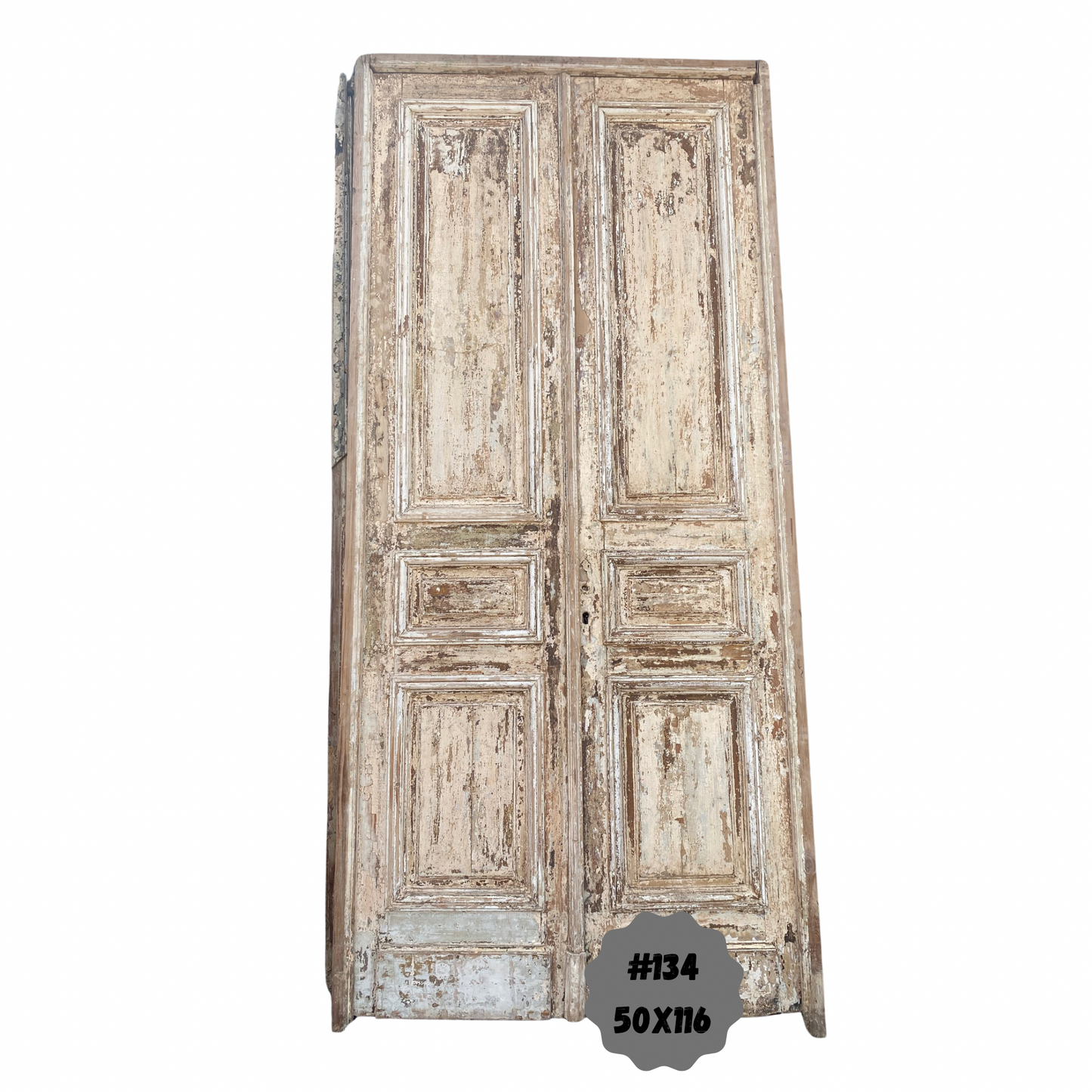 Egyptian Hand Carved Antique Solid Panel Door in Frame