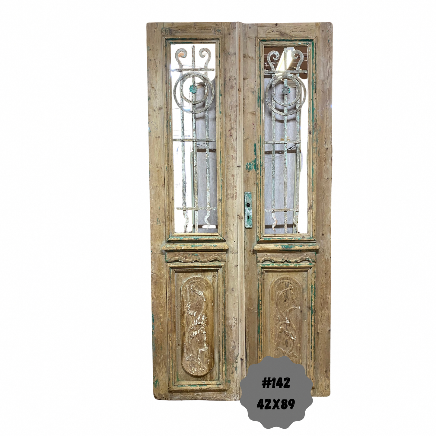 Egyptian Hand Carved Antique Door with Iron
