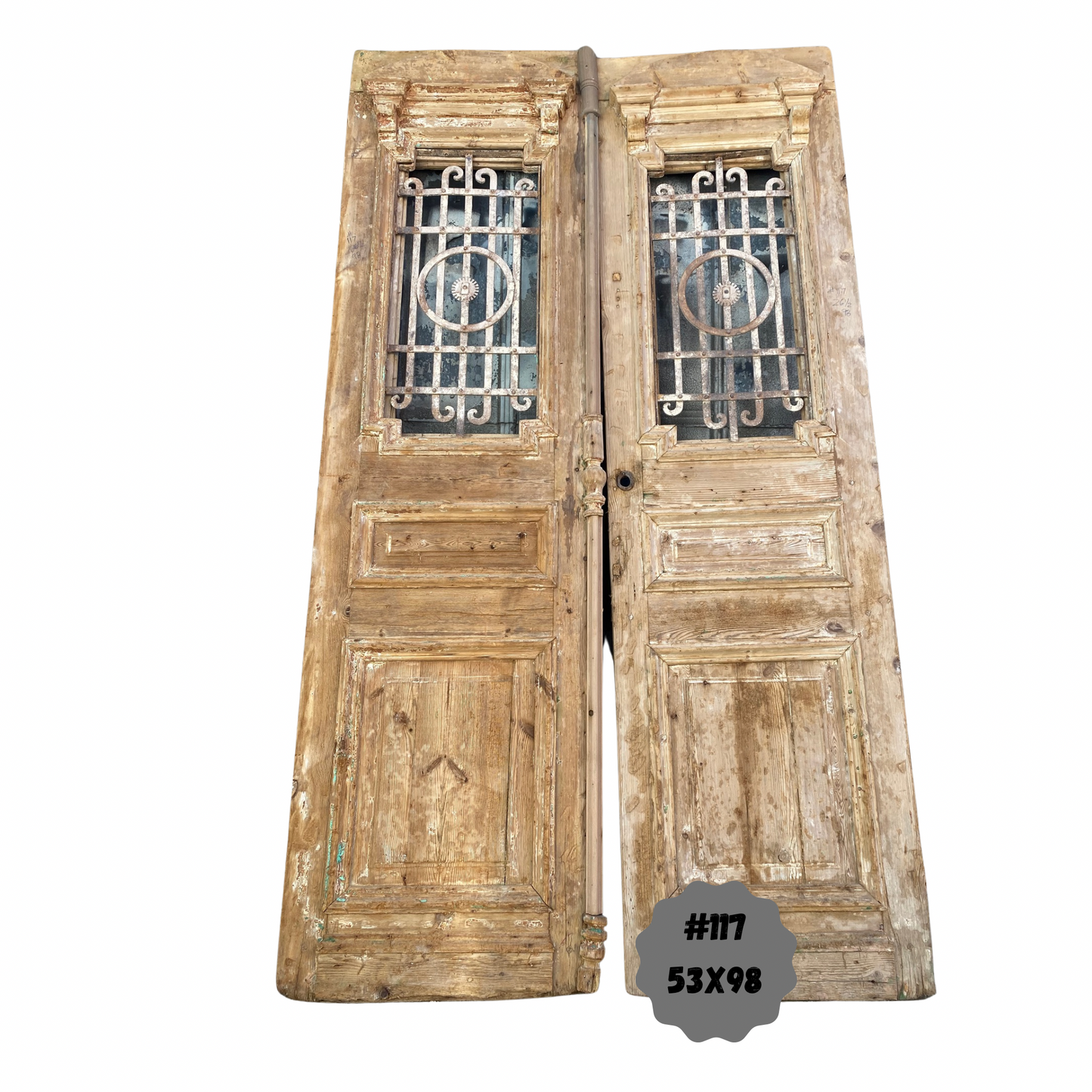 Egyptian Hand Carved Antique Door with Iron