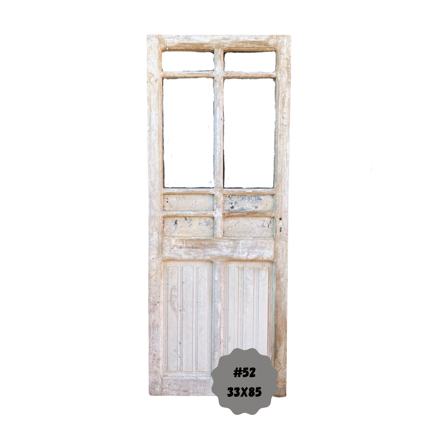 Egyptian Hand Carved Antique Single Panel Door with Lites