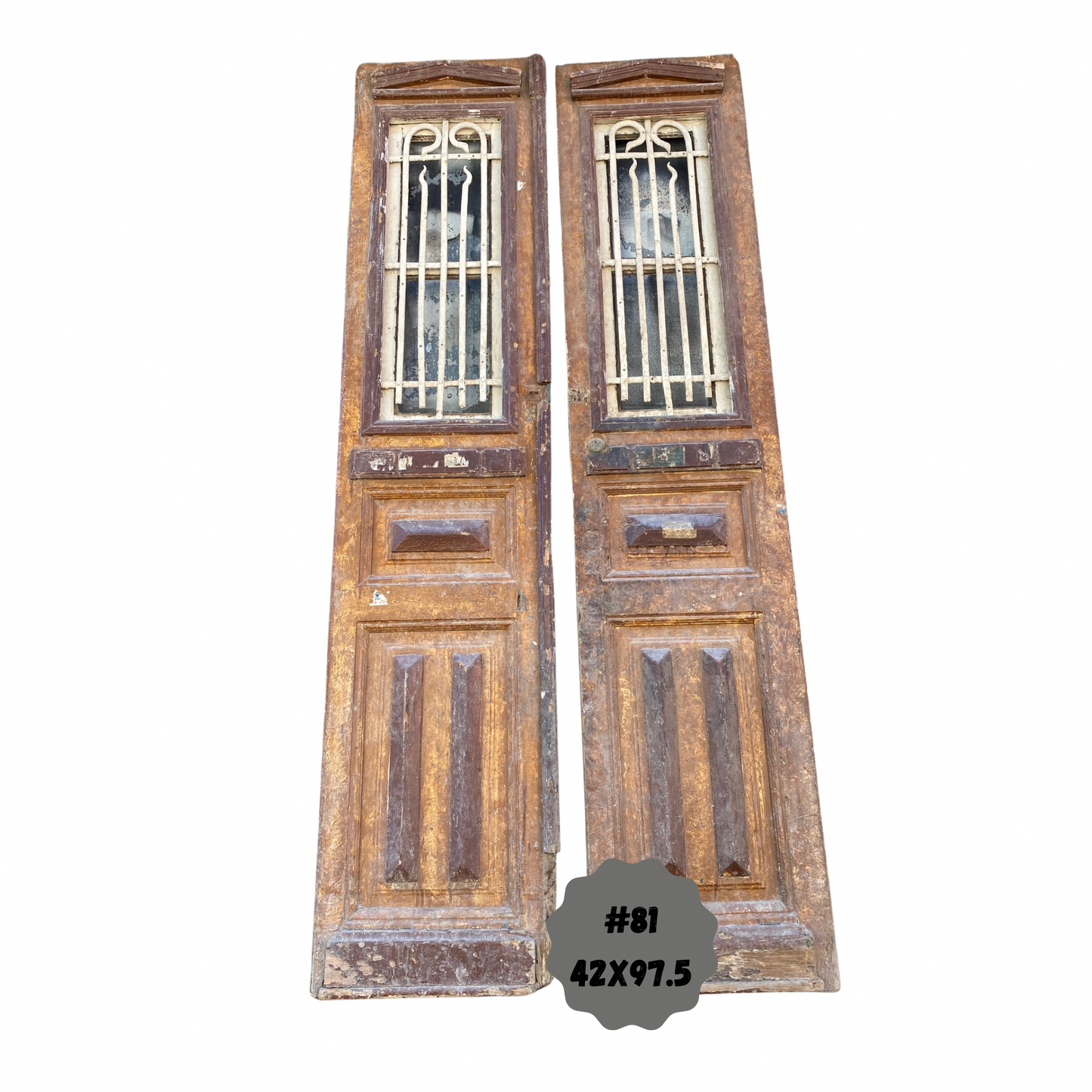Egyptian Hand Carved Antique Doors with Iron #81