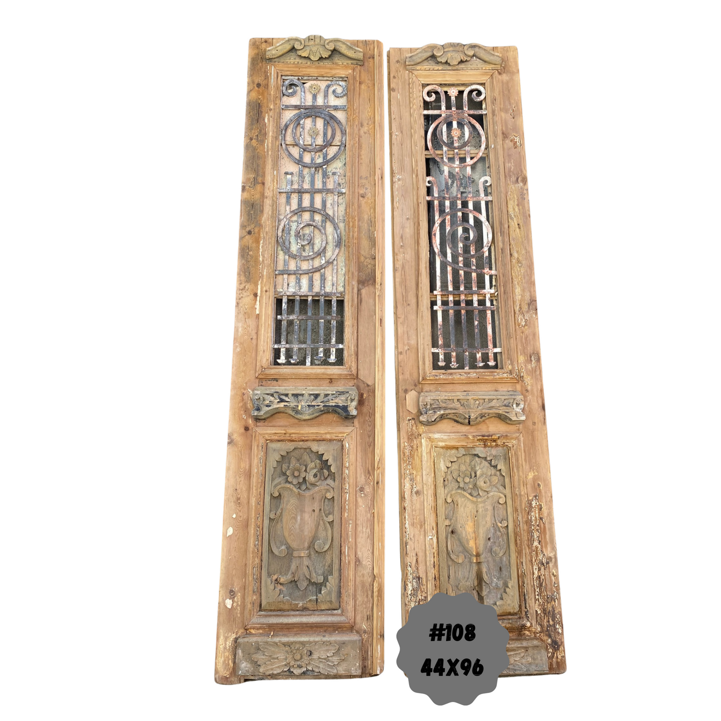 Egyptian Hand Carved Antique Door with Iron