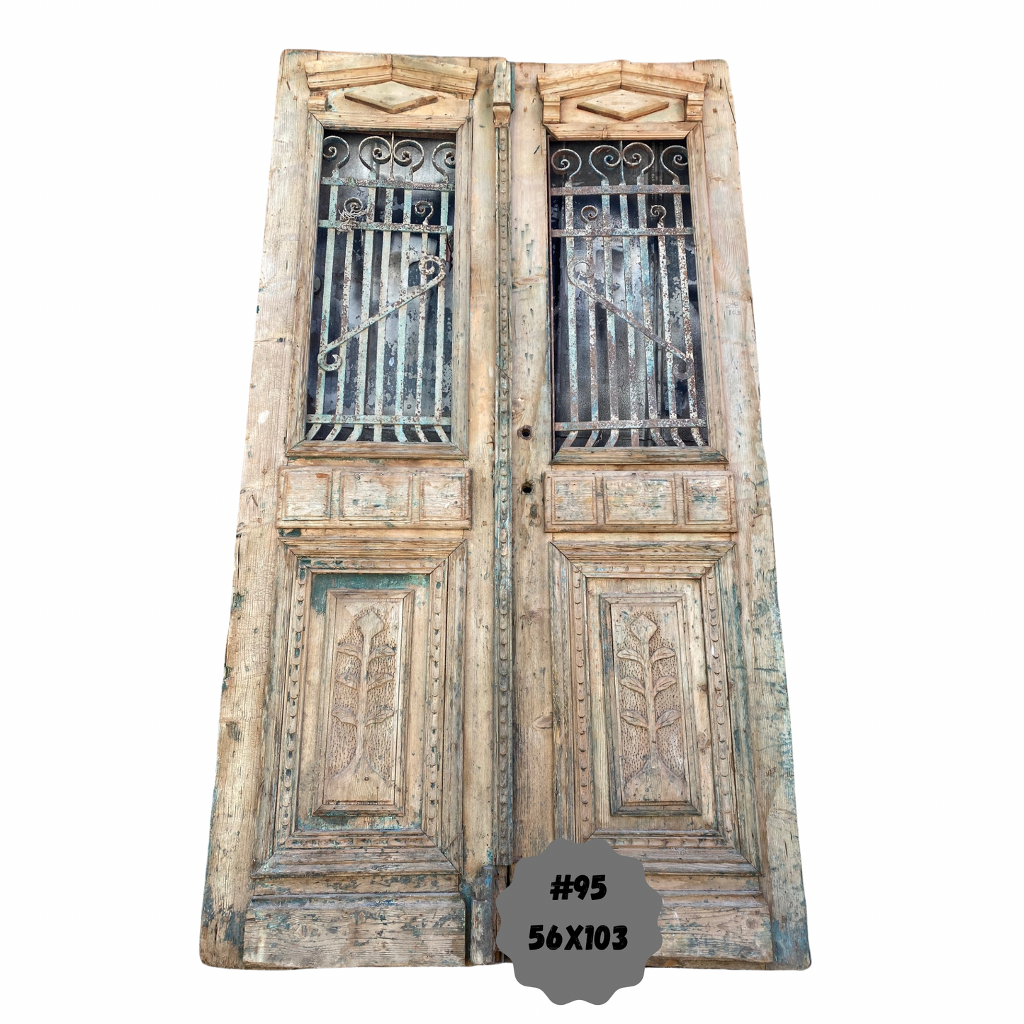 Egyptian Hand Carved Antique Door with Iron