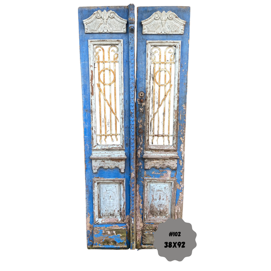 Egyptian Hand Carved Antique Door with Iron #102