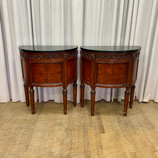 Pair of Modern Marble Top Nightstands