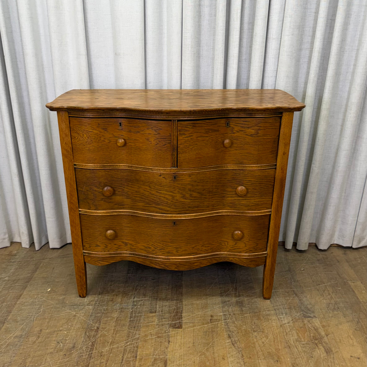 Two Over Two Drawer Oak Finish Chest