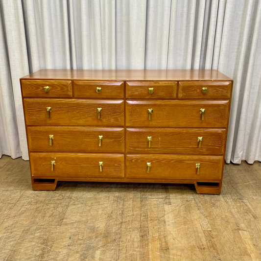 Solid Oak Eight Drawer Dresser