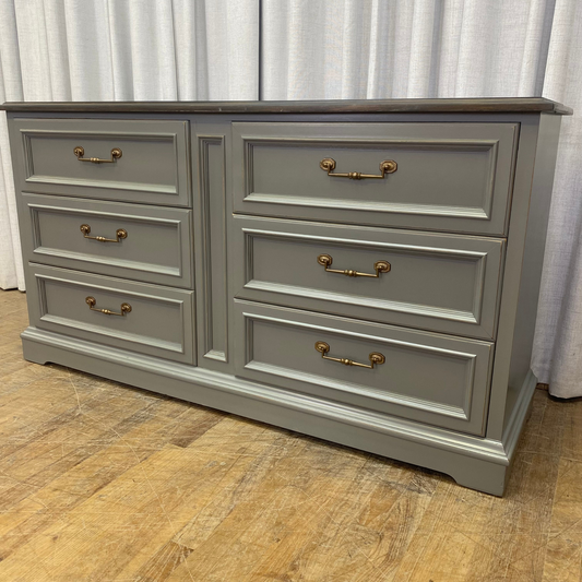 Drexel Six Drawer Dresser Lacquered French Linen