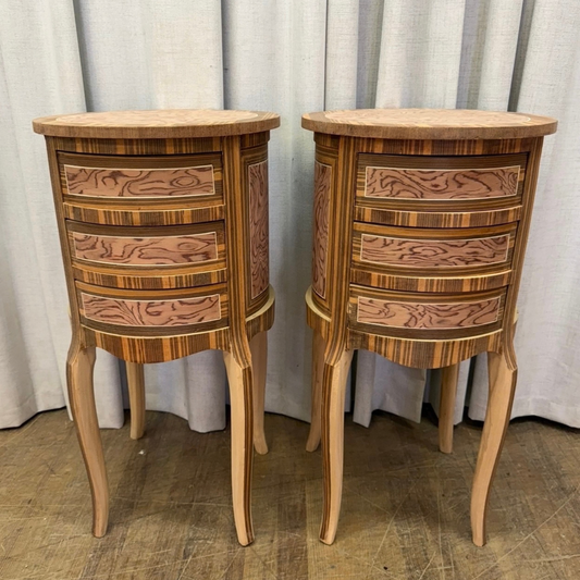 Three Drawer Round Top Side Tables