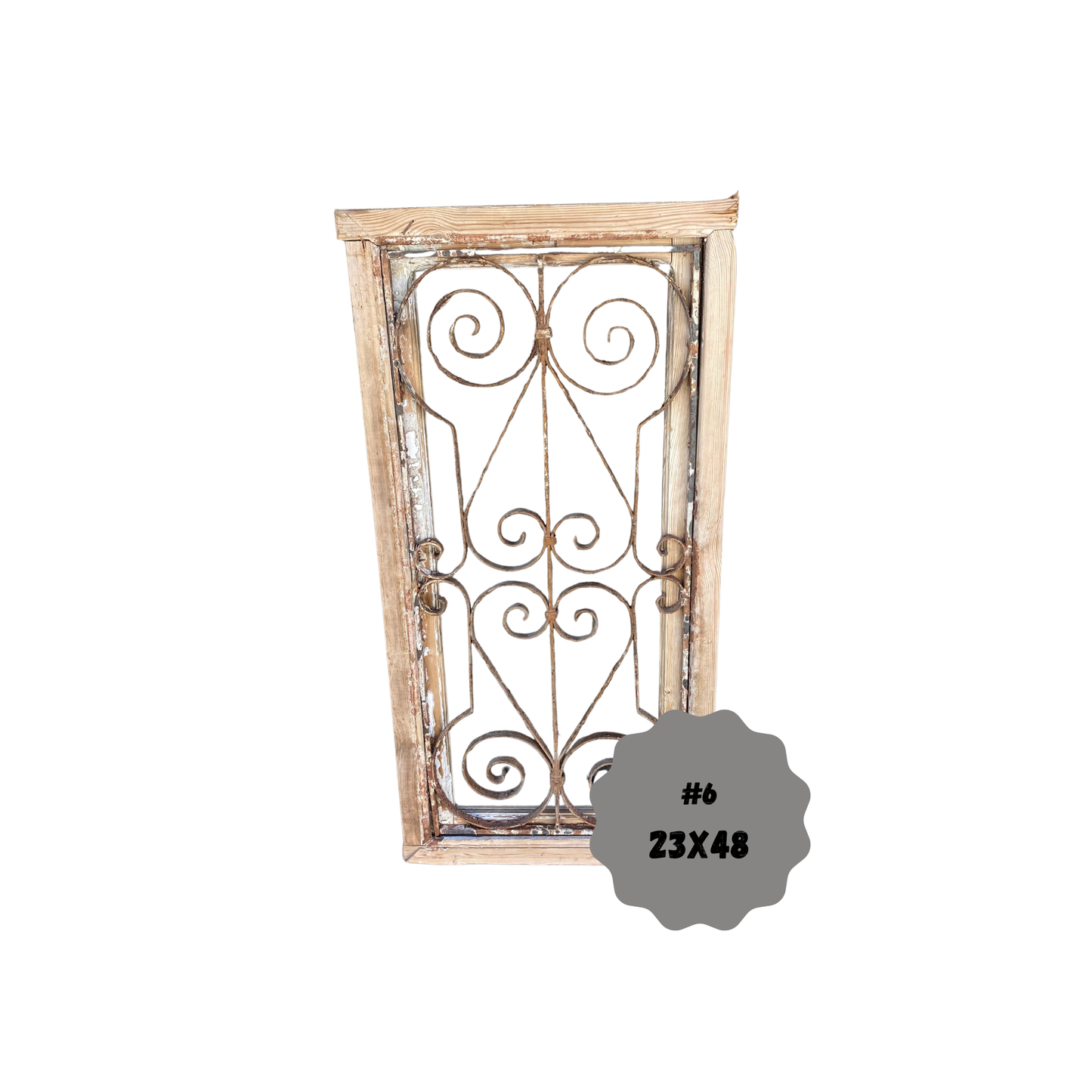 Antique Wood Transom with Iron #6