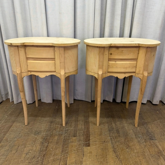 Two Drawer Kidney Shaped Long Leg Side Tables
