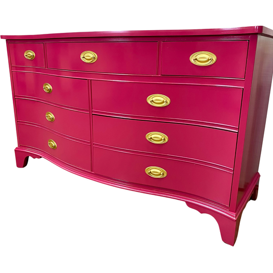 Seven Drawer Hepplewhite Dresser Lacquered High Gloss Gypsy Pink