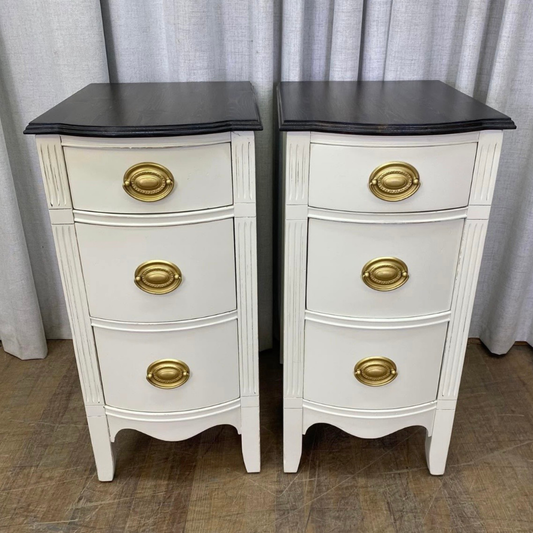Pair of Tall Narrow Hepplewhite Style Nightstands
