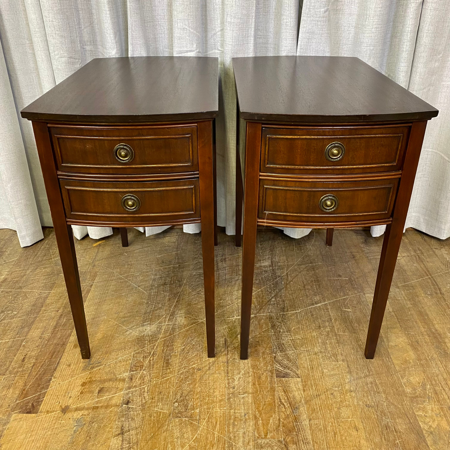 Pair of Hepplewhite Long Legged Nightstands