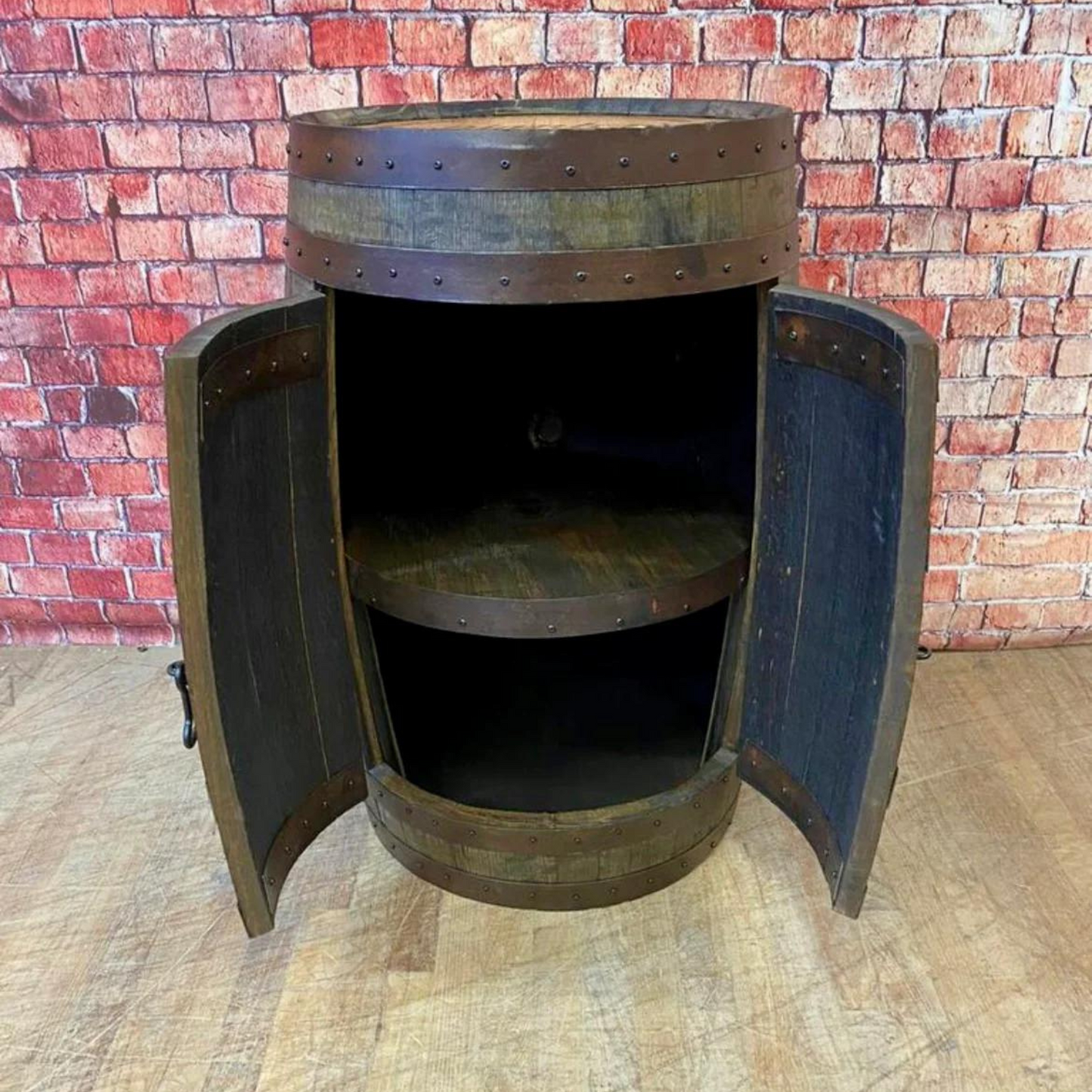 Solid Oak Barrel Bar/Cabinet