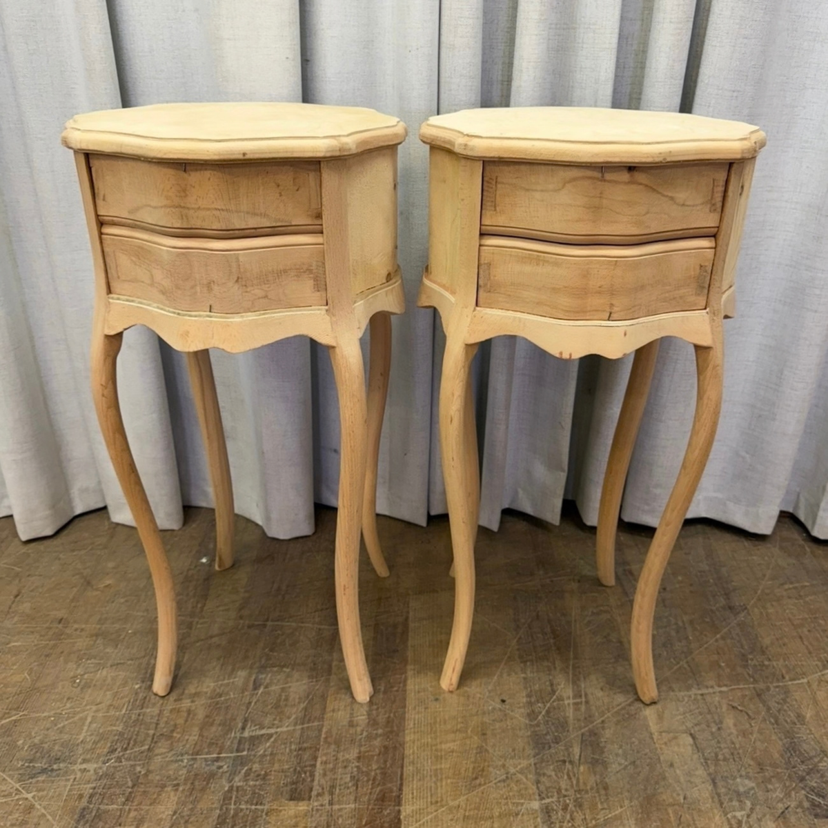 Two Drawer Flower Top Side Tables