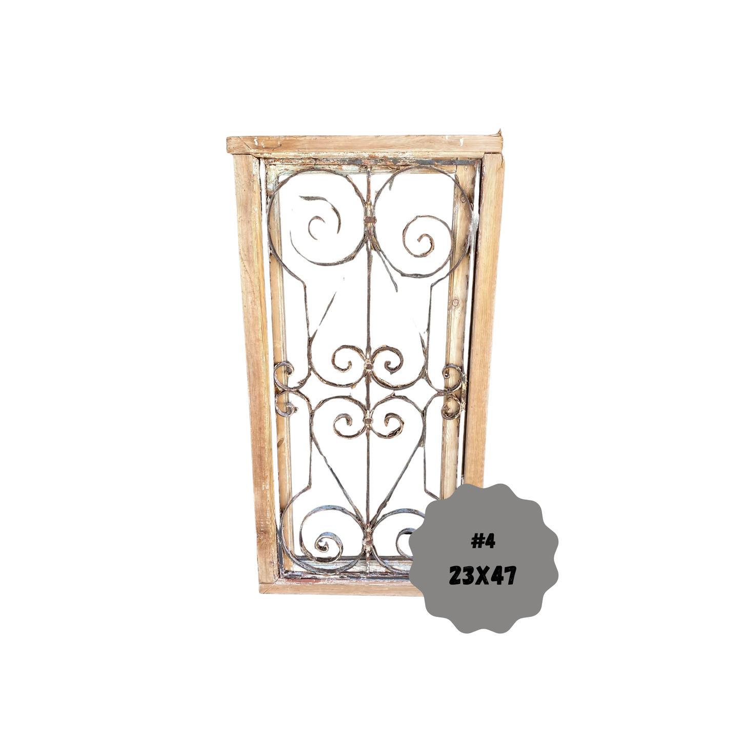 Antique Wood Transom with Iron #4