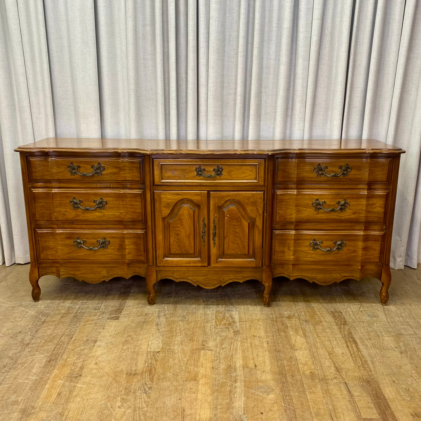 French Provincial Two Door Nine Drawer Dresser
