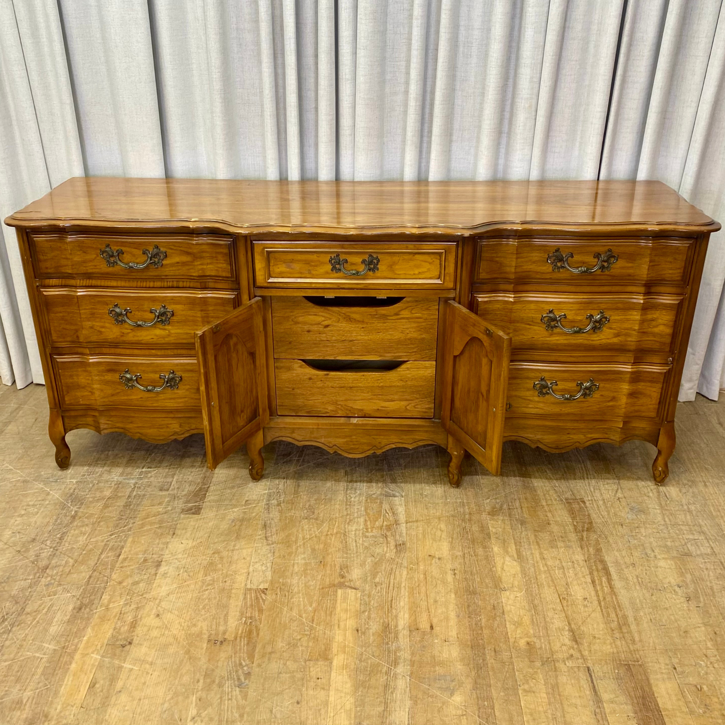 French Provincial Two Door Nine Drawer Dresser