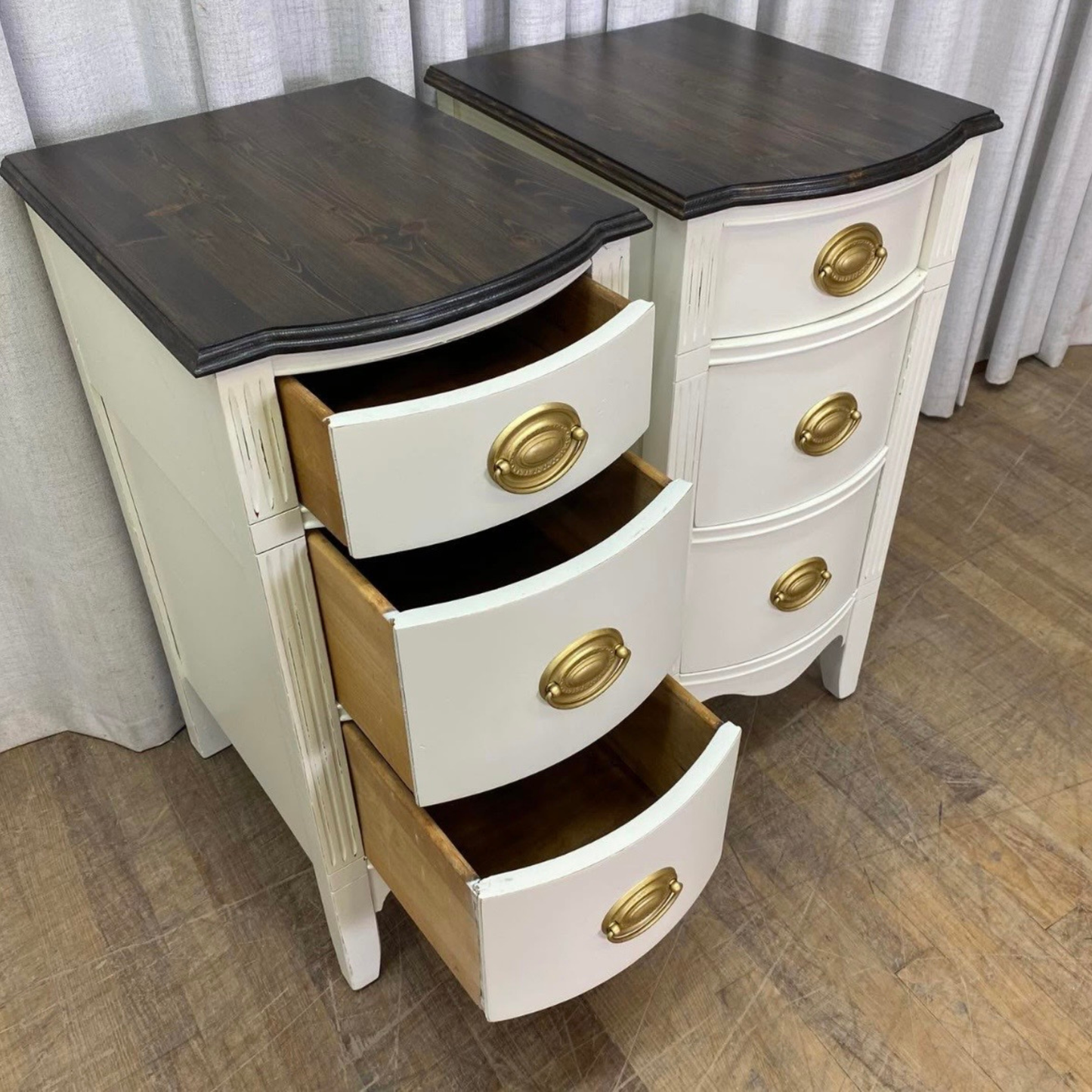 Pair of Tall Narrow Hepplewhite Style Nightstands