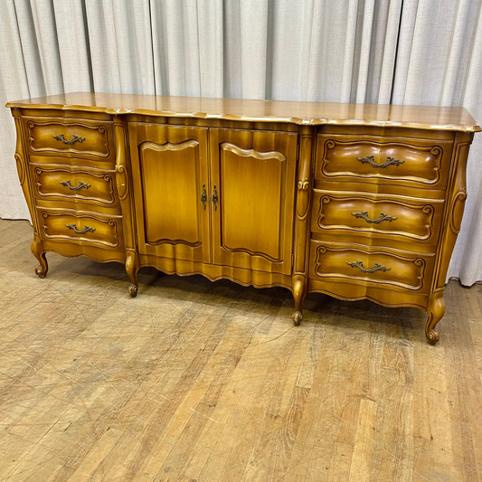 Curvy French Provincial Dresser and Pair of Nihgtstands