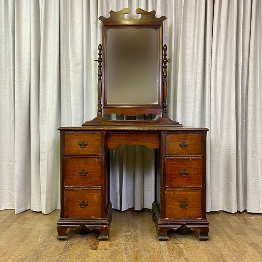 Vintage Mahogany Desk/Vanity with Mirror