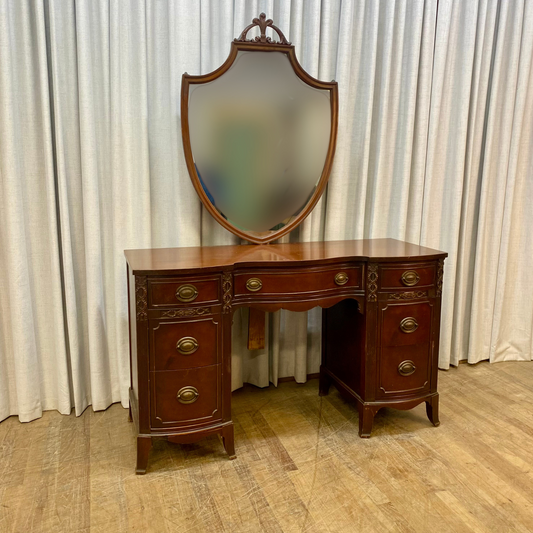 Hepplewhite Style Vanity with Sheild Mirror