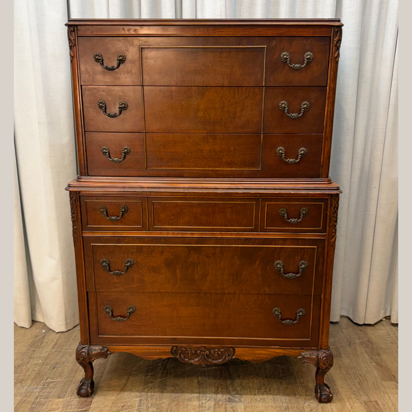 Six Drawer Claw Foot Hight Chest