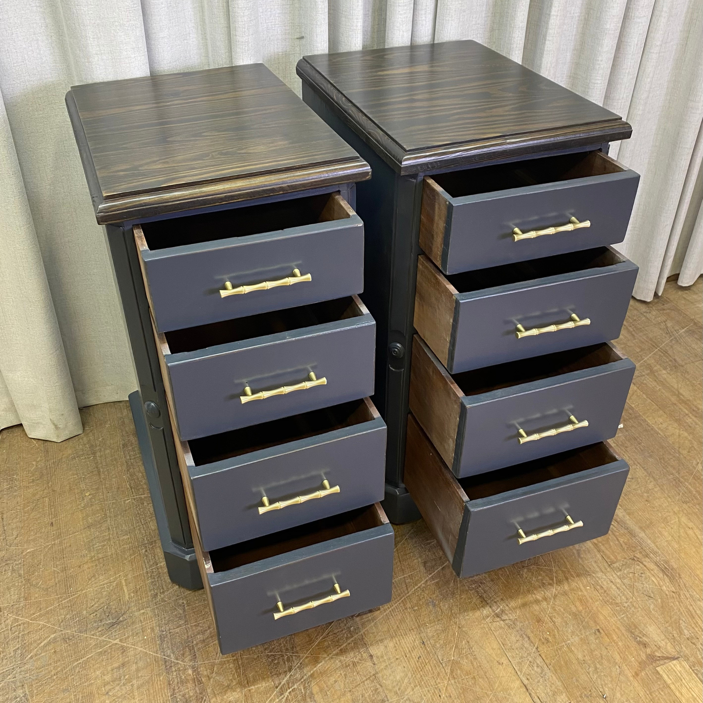 Vintage Four Drawer Hale Navy Nightstands
