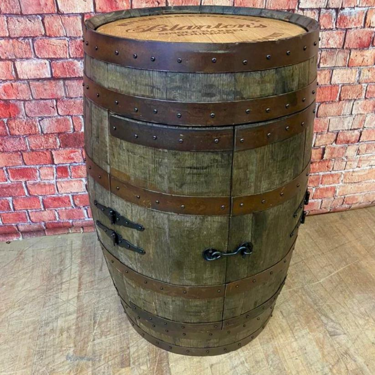 Solid Oak Barrel Bar/Cabinet