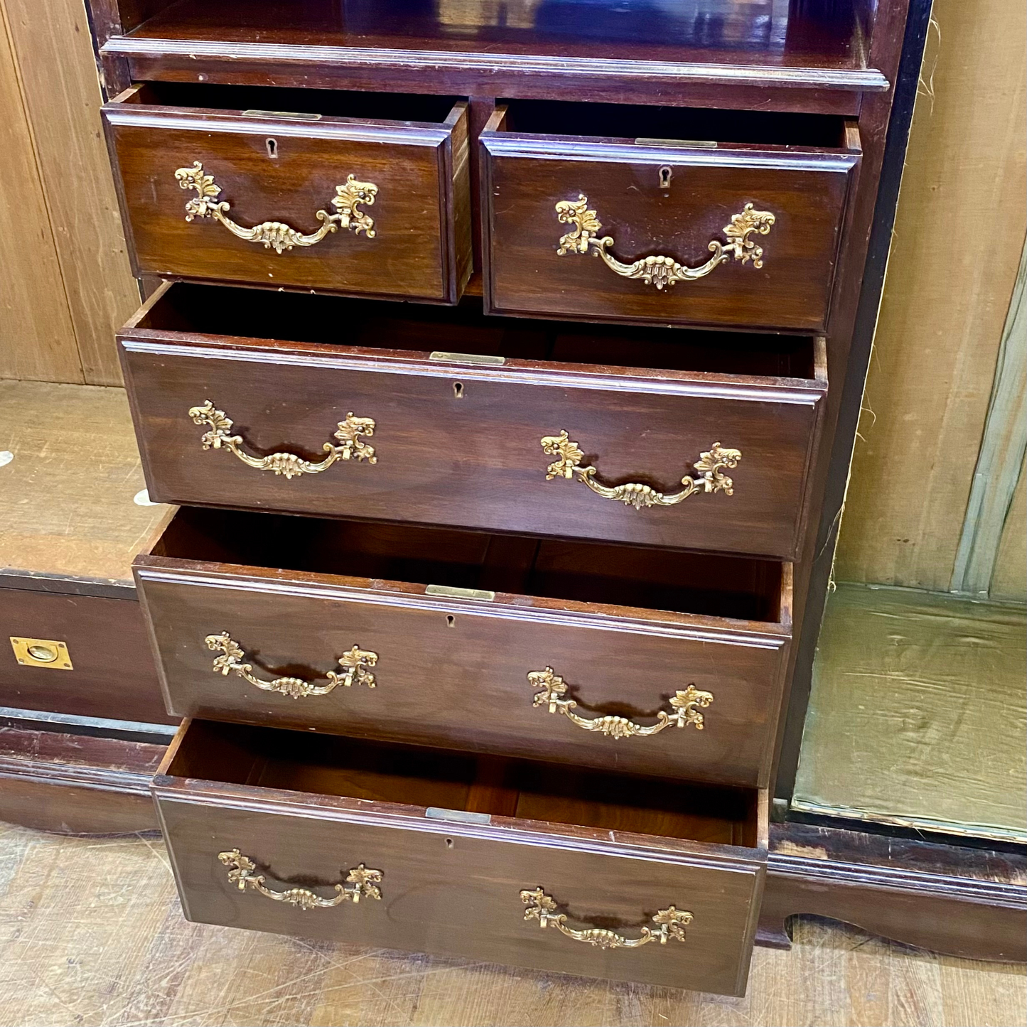 Antiue Mahogany Triple Wardrobe by Henry Barker