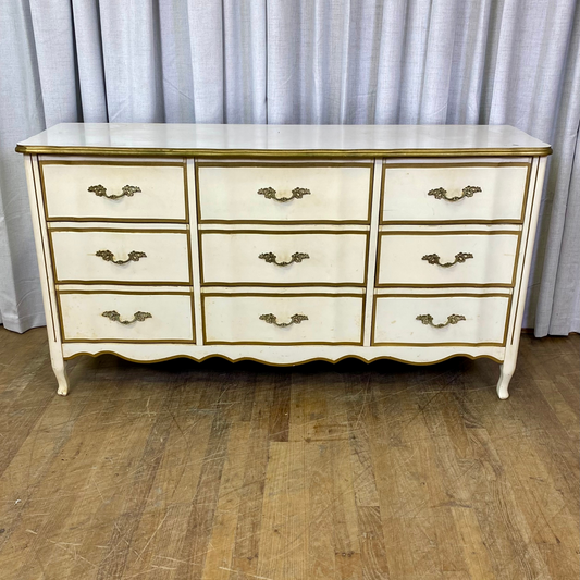 French Provincial Nine Drawer Dresser